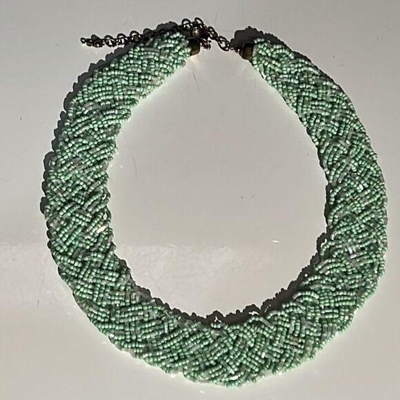 Elegant Mint Green and Clear Multi-Strand Pill Bead Necklace - 17 Inches - Picture 11 of 14